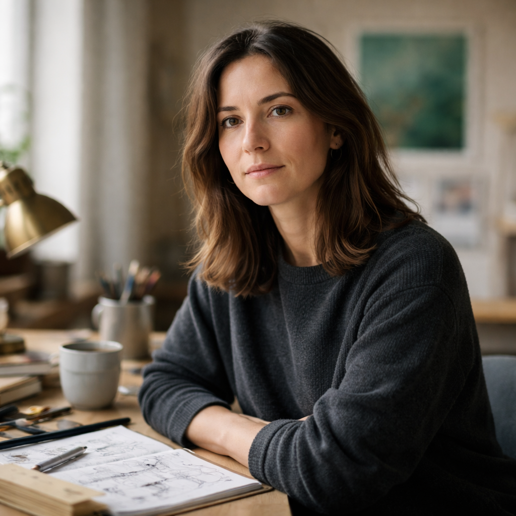 A designer at work in a calm, editorial studio
